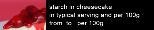 starch in cheesecake information and values per serving and 100g