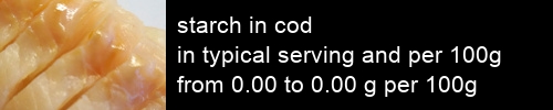 starch in cod information and values per serving and 100g