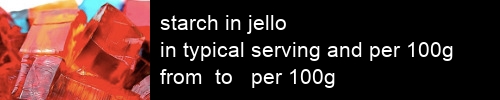 starch in jello information and values per serving and 100g