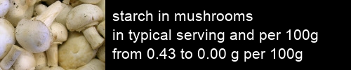 starch in mushrooms information and values per serving and 100g