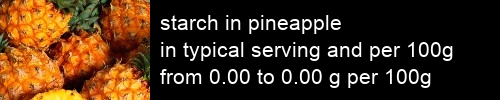 starch in pineapple information and values per serving and 100g