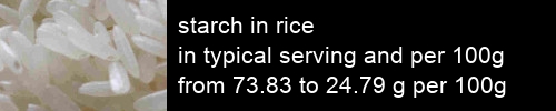 starch in rice information and values per serving and 100g