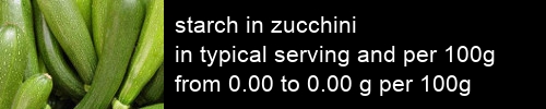 starch in zucchini information and values per serving and 100g