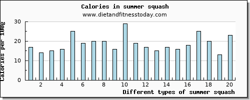 summer squash cholesterol per 100g
