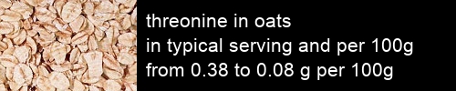 threonine in oats information and values per serving and 100g