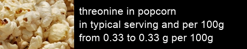 threonine in popcorn information and values per serving and 100g